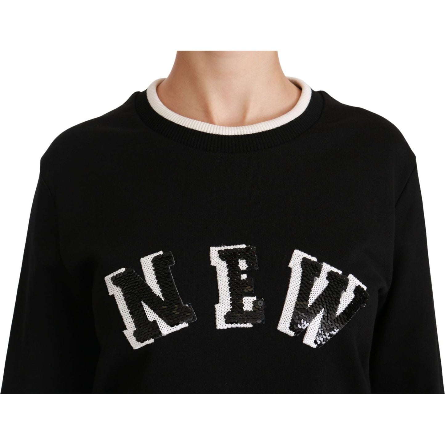 Dolce & Gabbana Chic Black Sequined Cotton Sweater Dolce & Gabbana