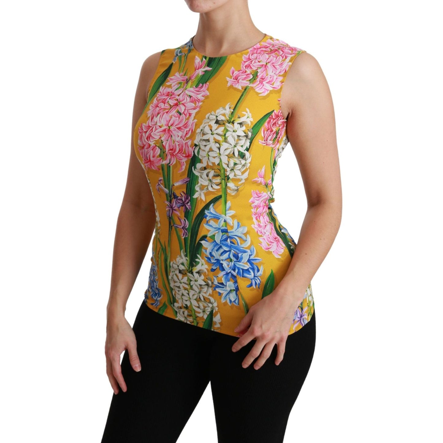 Dolce & Gabbana Sunshine Floral Crewneck Sleeveless Blouse Dolce & Gabbana