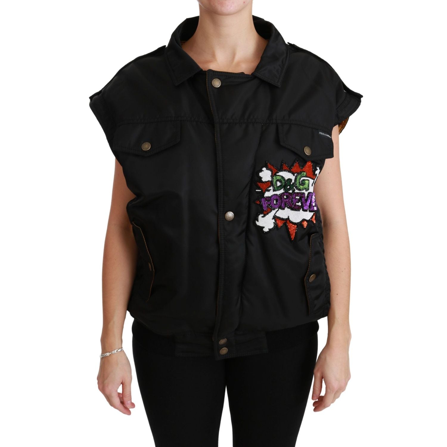 Dolce & Gabbana Black Queen Crown Sequined Bomber Jacket