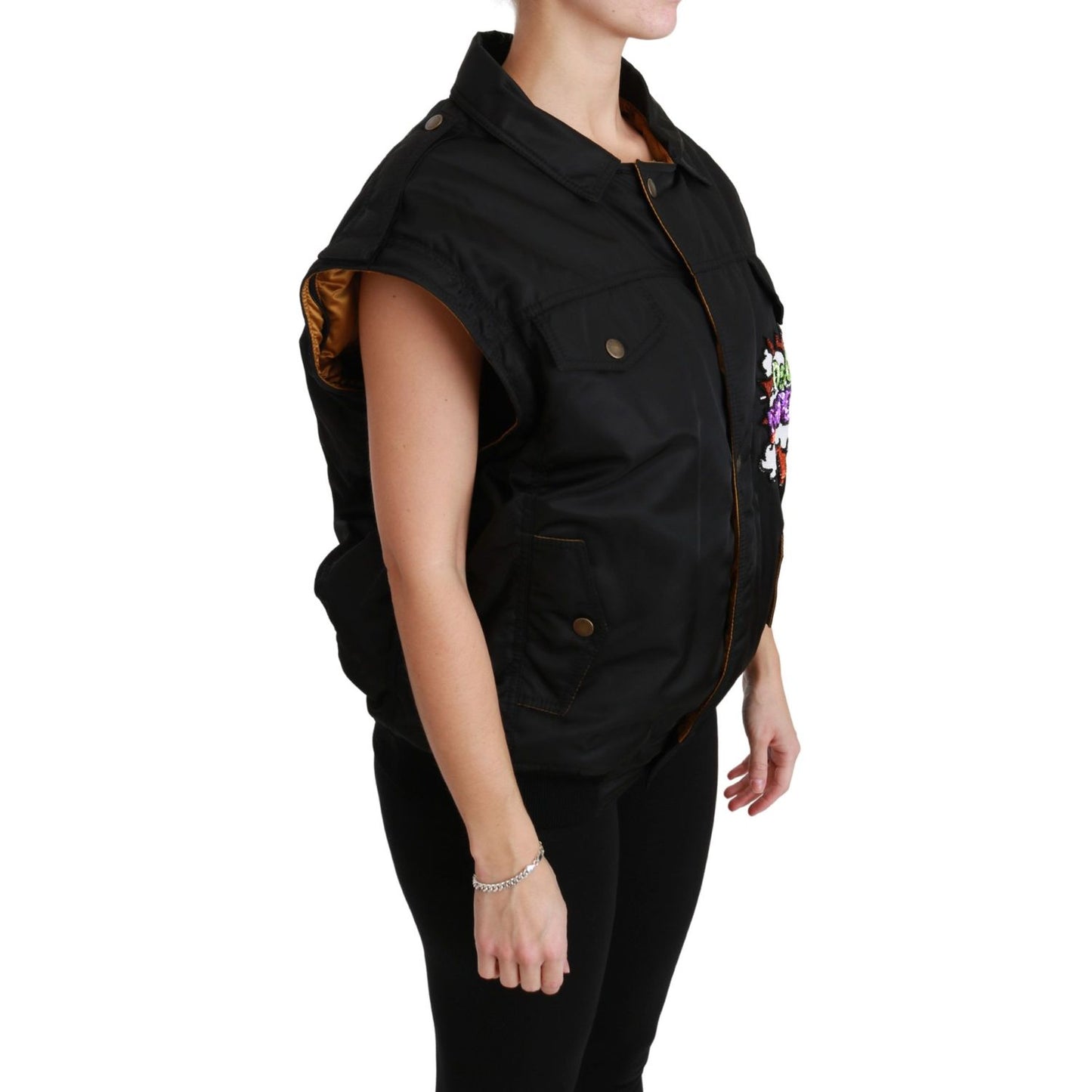 Dolce & Gabbana Black Queen Crown Sequined Bomber Jacket