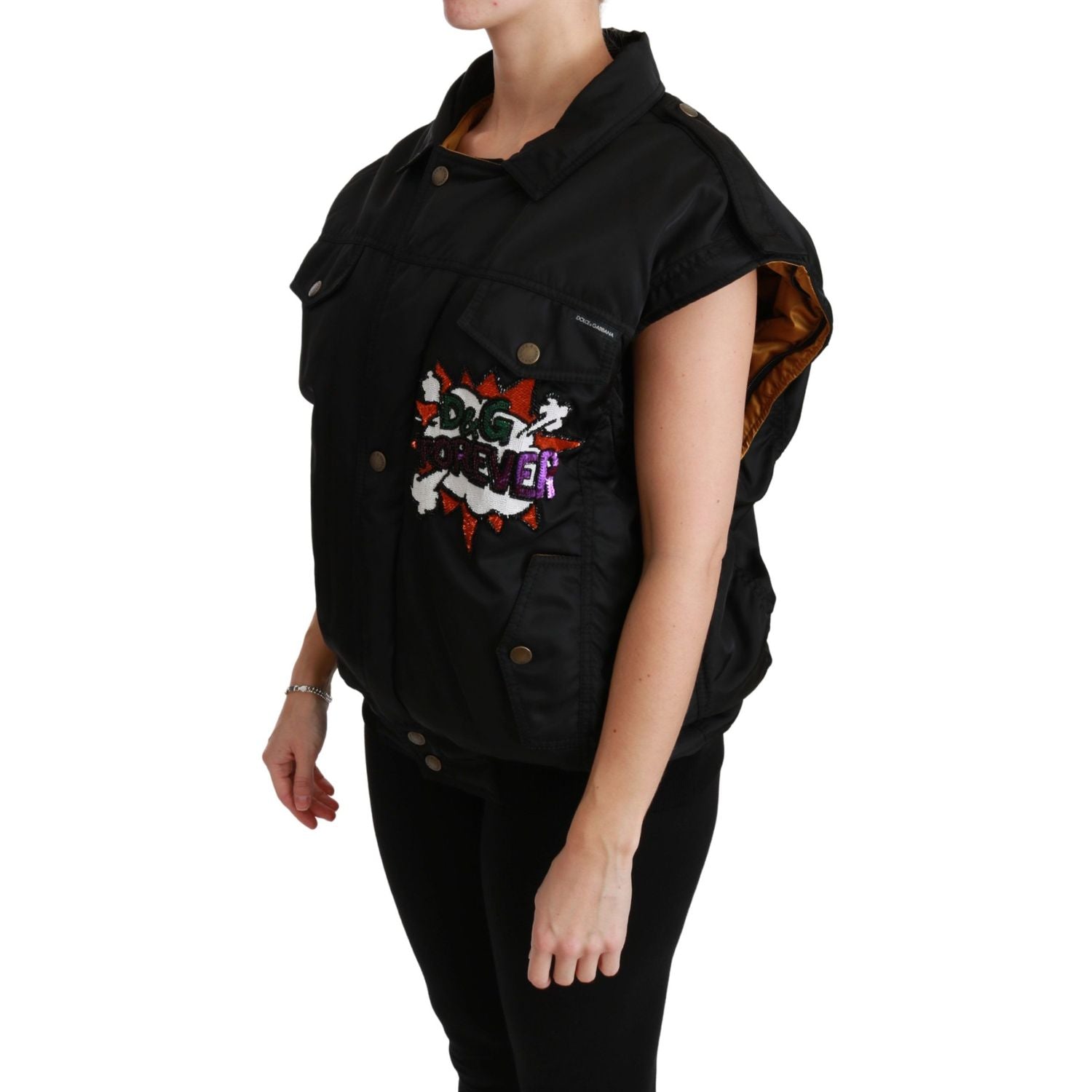 Dolce & Gabbana Black Queen Crown Sequined Bomber Jacket