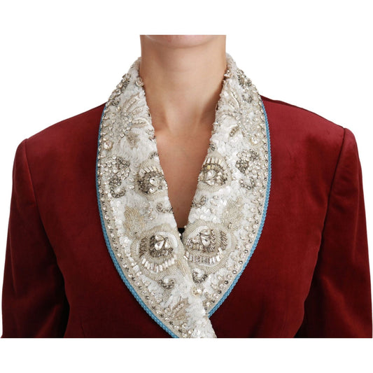 Dolce & Gabbana Opulent Red Baroque Detail Blazer Coats & Jackets Dolce & Gabbana