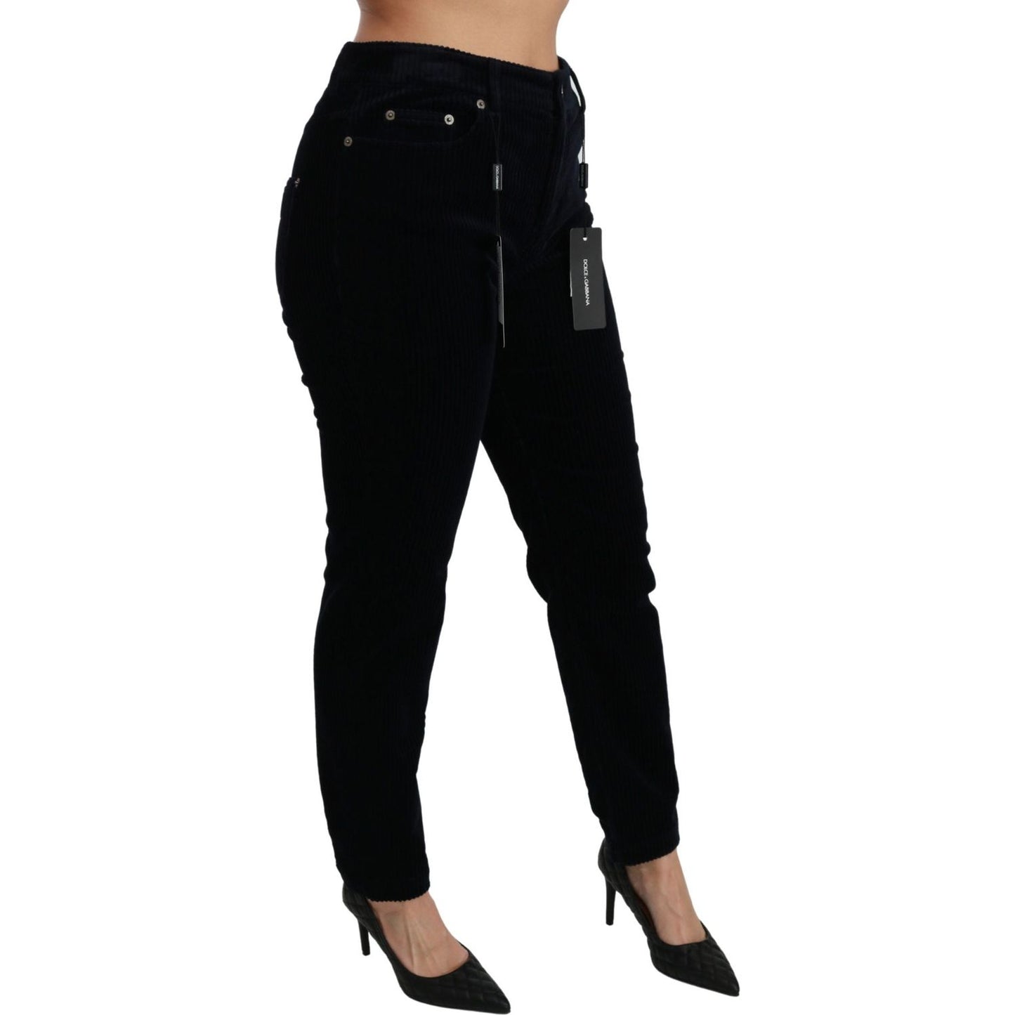 Dolce & Gabbana Chic Mid Waist Skinny Corduroy Jeans Jeans & Pants Dolce & Gabbana