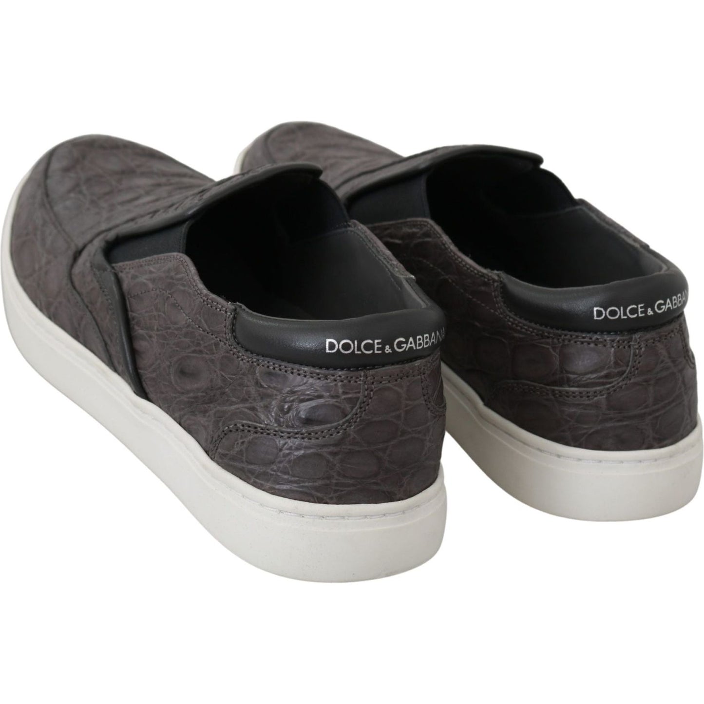 Dolce & Gabbana Elegant Gray Caiman Leather Loafers Dolce & Gabbana