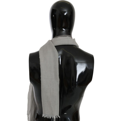 Costume National Gray Fringe Neck Wrap Cotton Scarf