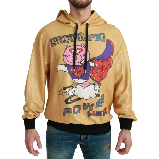 Dolce & Gabbana Gold Pig of the Year Hooded Sweater 1728,67345645728,Clothing,Dolce & Gabbana,Gold,Hoodies - Sweaters - Clothing,IT44 | XS,IT46 | S,IT48 | M,Material: 100% Cotton,Men,Men - Clothing,New with tags,Sweaters - Clothing,Sweaters - Men - Clothi