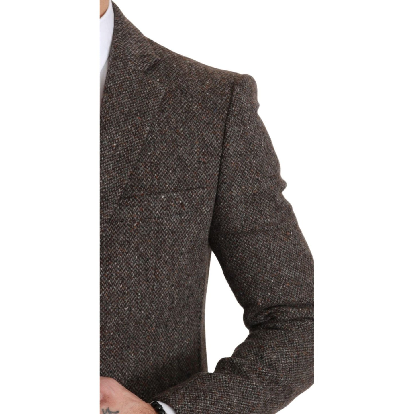 Dolce & Gabbana Elegant Brown Slim Fit Wool Blend Blazer Dolce & Gabbana