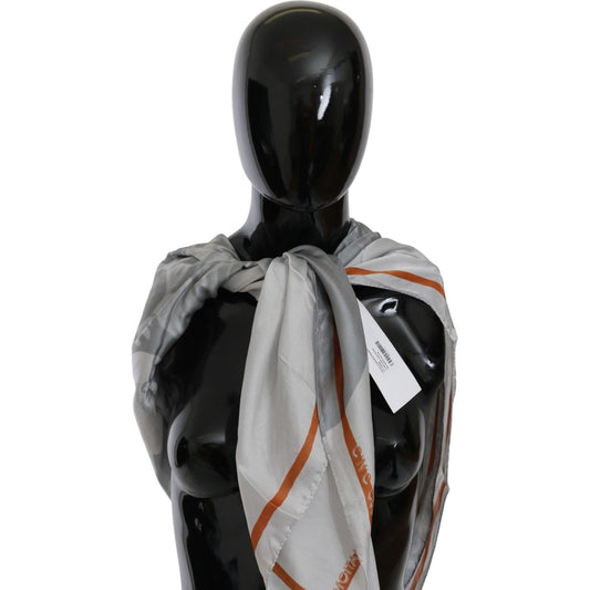 Costume National Gray Orange Silk Floral Foulard Wrap Scarf1728,67345645728,Accessories,Costume National,Foulards - Scarves - Accessories,Gray,Material: 100% Silk,New with tags,Scarves - Accessories,Scarves - Women - Accessories,Women,Women - Accessories