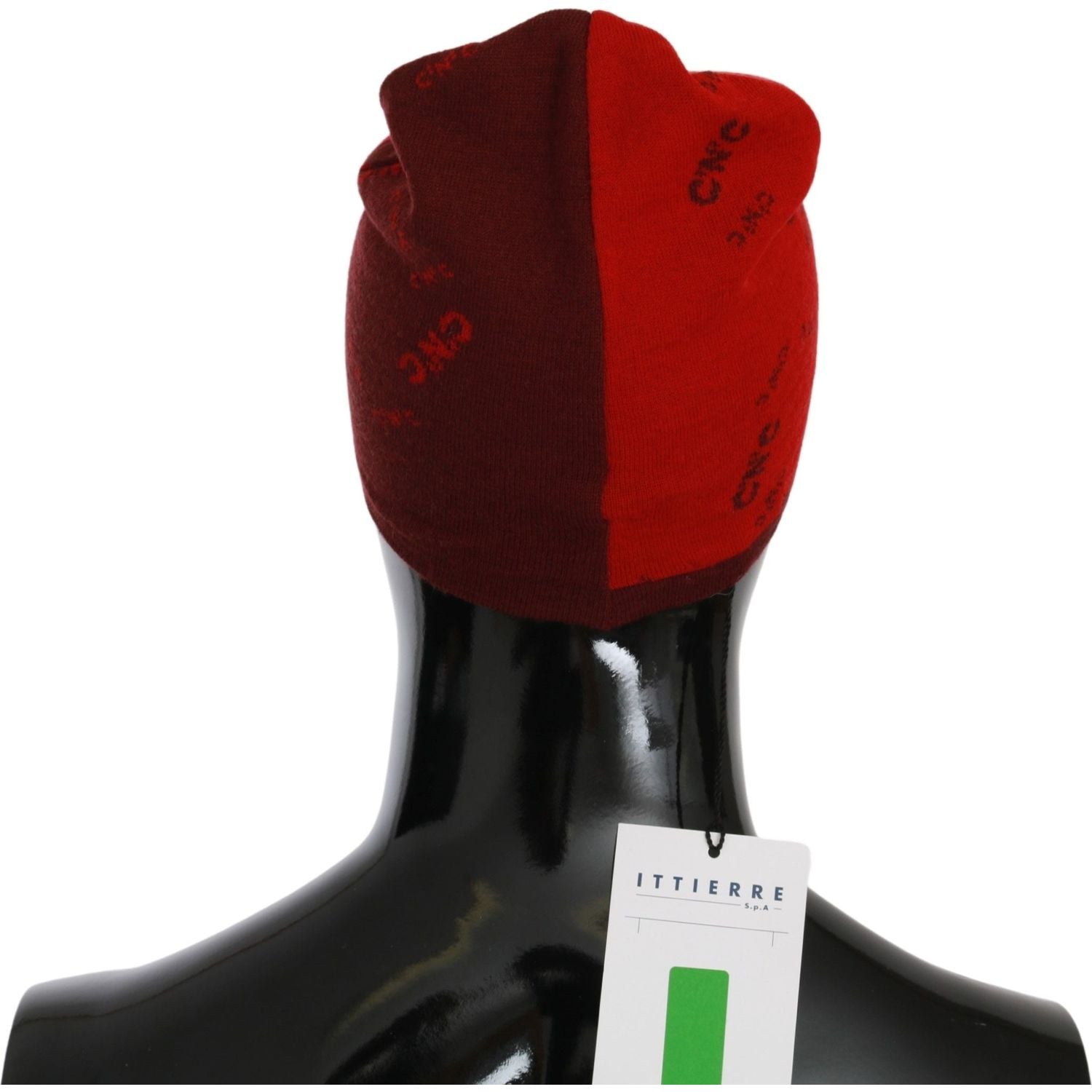 Costume National Red Wool Blend Branded Beanie Hat