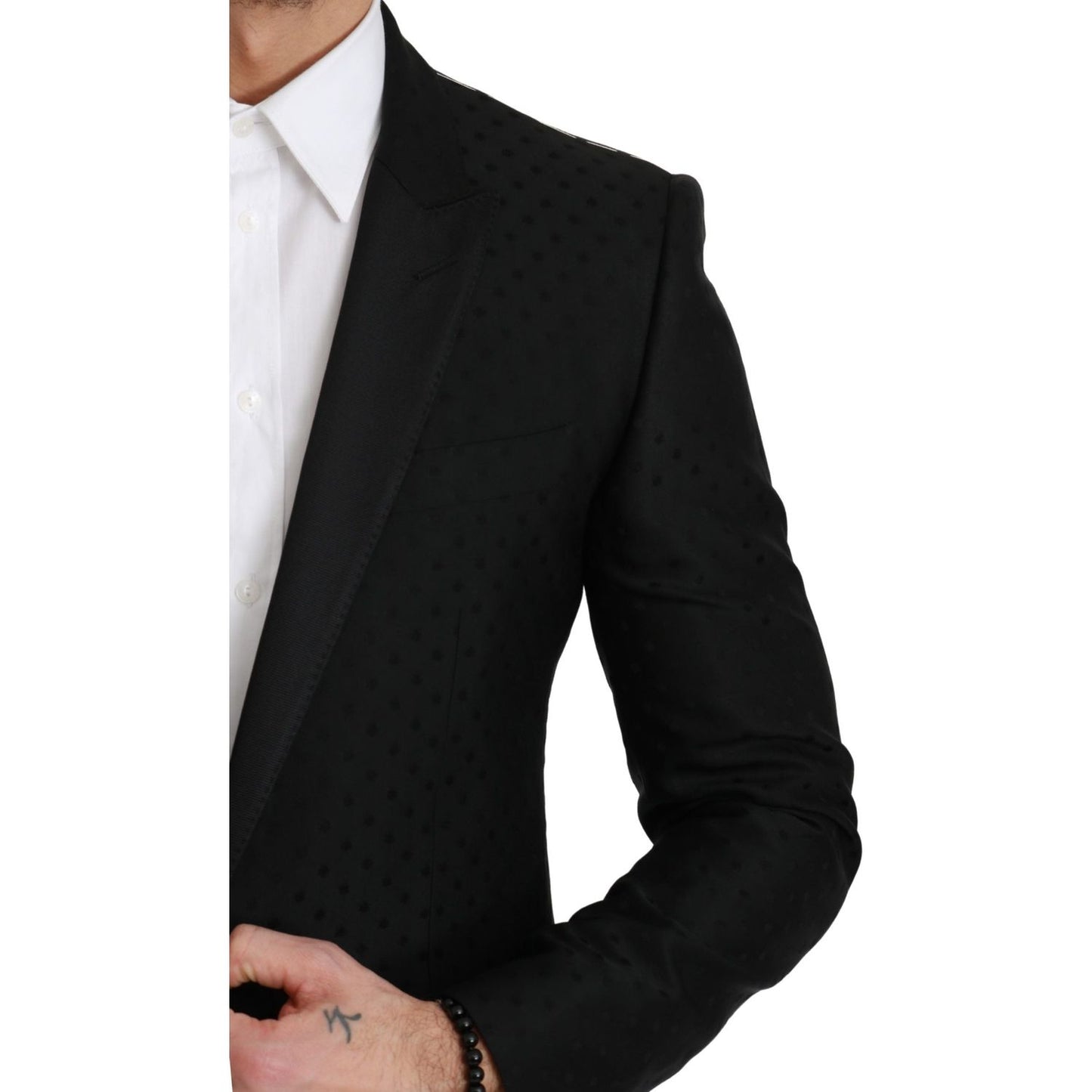 Dolce & Gabbana Elegant Black Polka Dotted Wool Blend Blazer Dolce & Gabbana