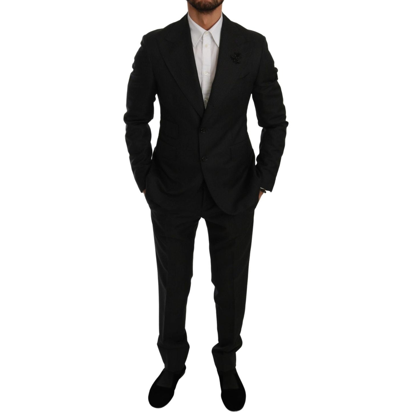 Dolce & Gabbana Elegant Black Crystal-Embellished Two-Piece Suit Suit Dolce & Gabbana