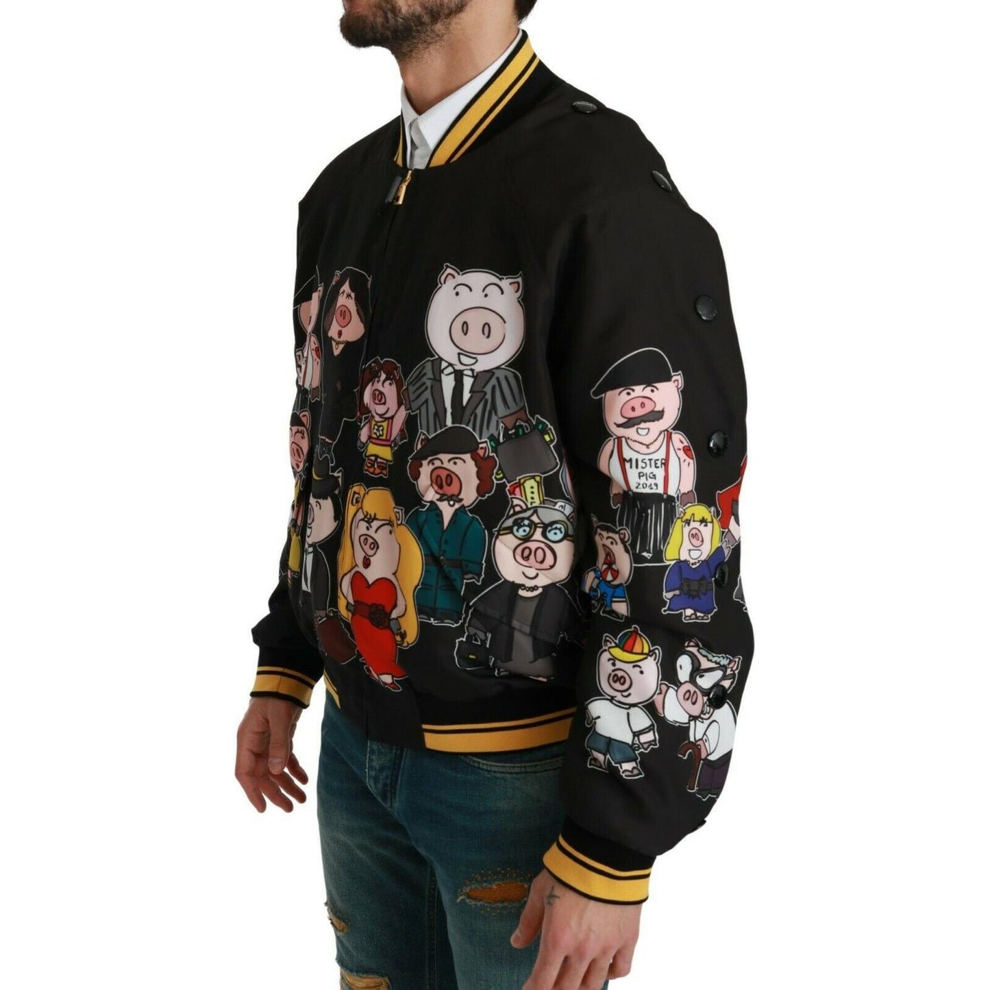 Dolce & Gabbana Black YEAR OF THE PIG Bomber Jacket