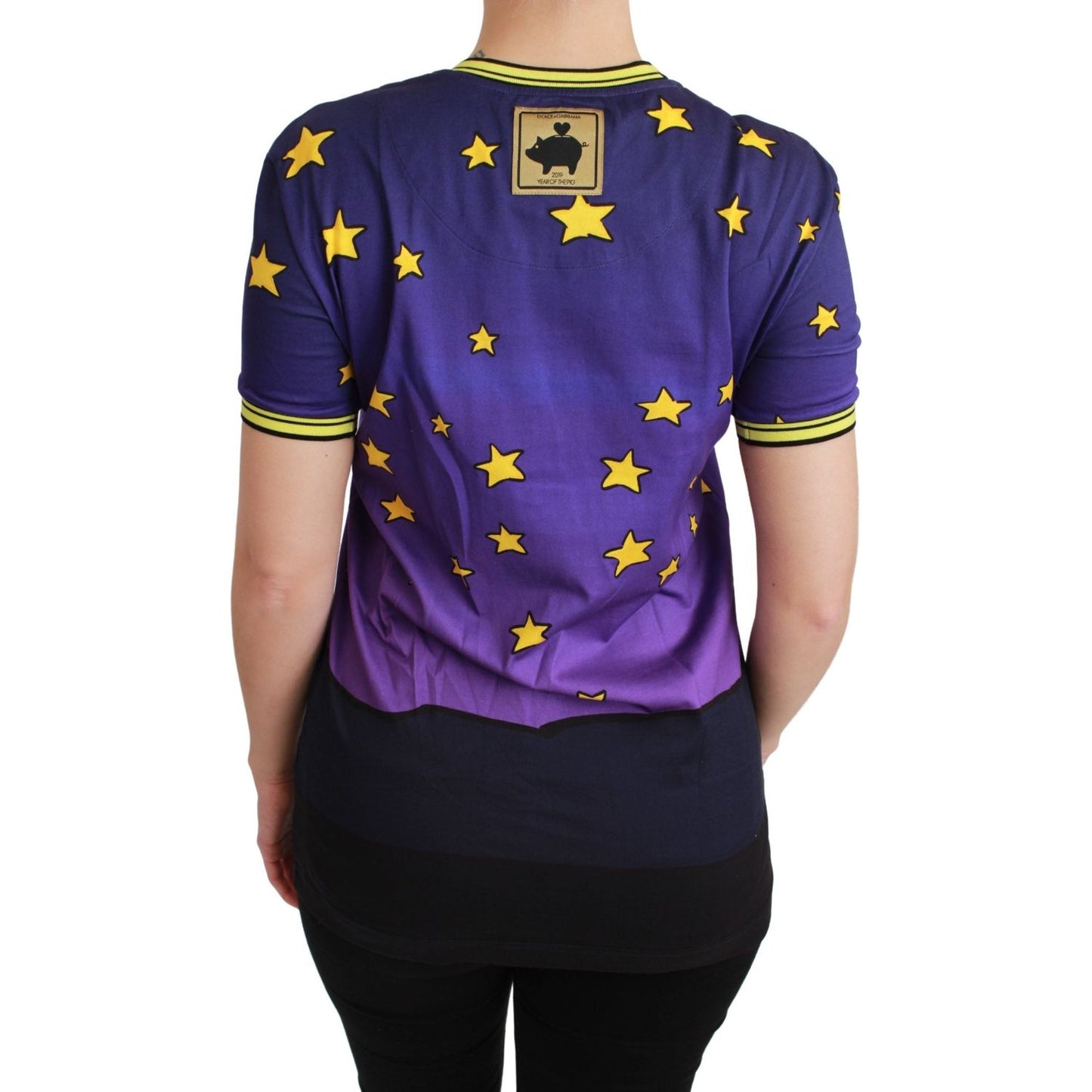 Dolce & Gabbana Elegant Crewneck Motive Tee in Purple Dolce & Gabbana