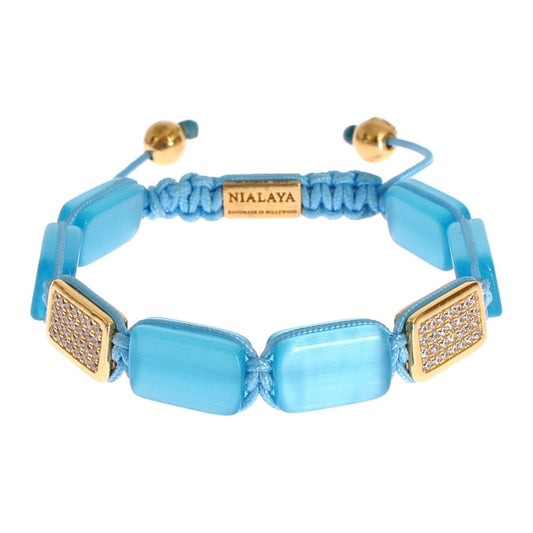 Nialaya Elegant Blue Opal & Diamond-Studded Bracelet Nialaya