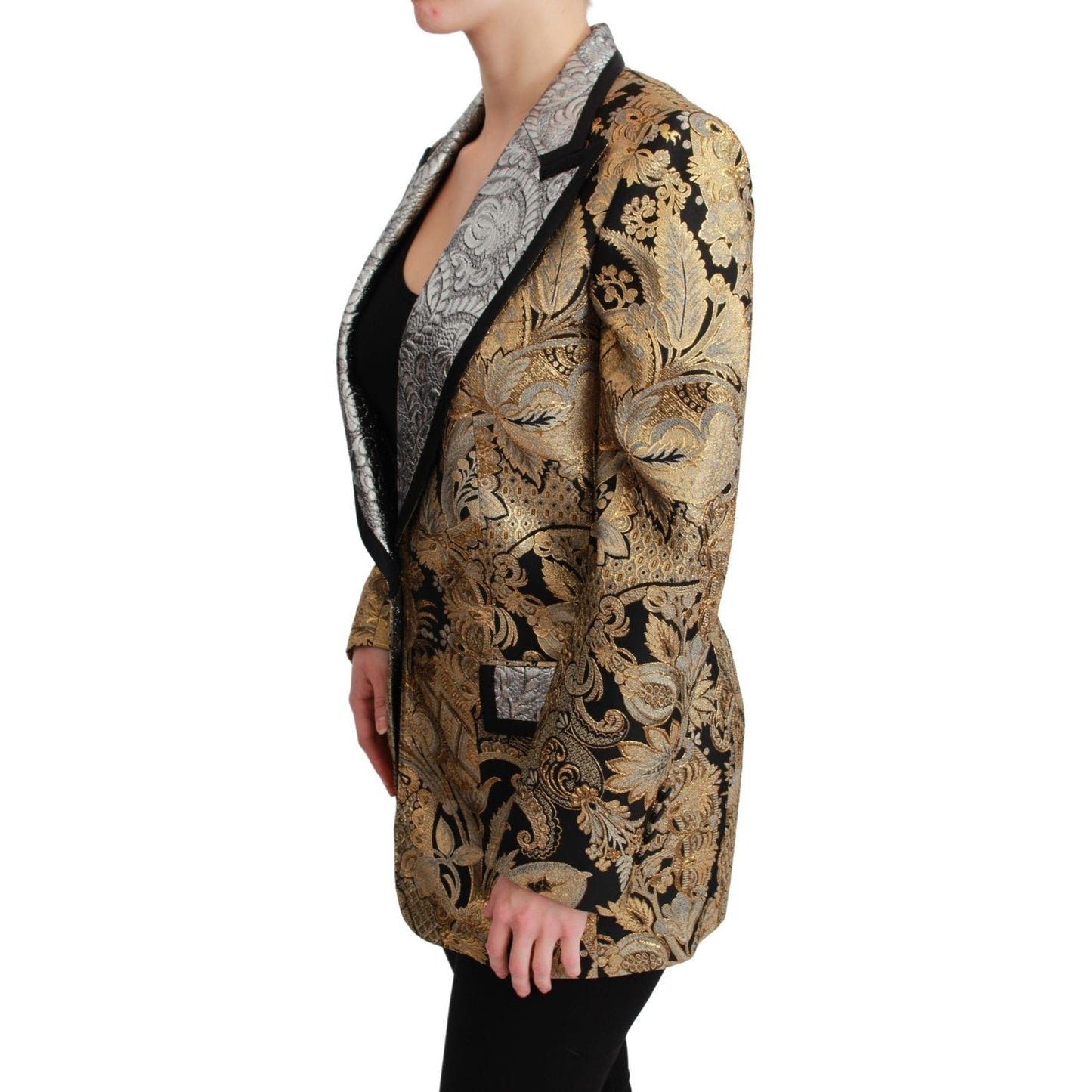 Dolce & Gabbana Elegant Gold Floral Jacquard Blazer Dolce & Gabbana