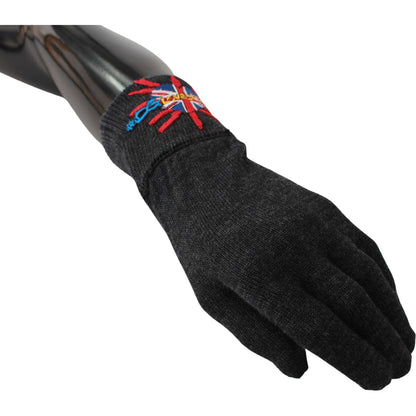 Dolce & Gabbana Gray #DGLovesLondon Embroidered Wool Gloves