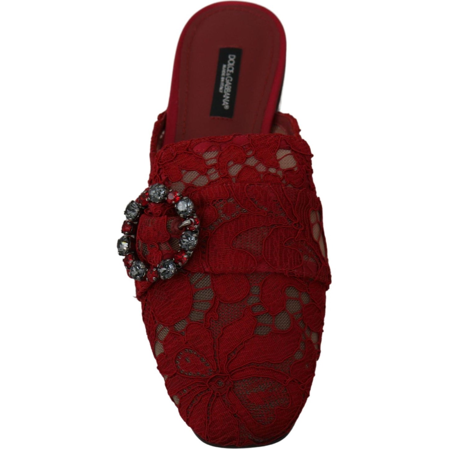 Dolce & Gabbana Radiant Red Slide Flats with Crystal Embellishments Dolce & Gabbana