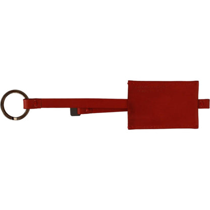 Costume National Red Leather Branded Logo Keyring Keychain Keychain