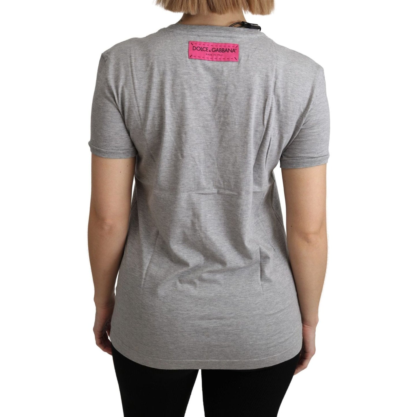 Dolce & Gabbana Gray Cotton Amore e Bellezza Top T-shirt 1728,67345645728,Clothing,Dolce & Gabbana,Gray,IT36 | XS,IT38|XS,IT40|S,Material: 100% Cotton,New with tags,Sweaters - Women - Clothing,T-Shirts - Clothing,T-Shirts - T-Shirts - Clothing,Women,Women