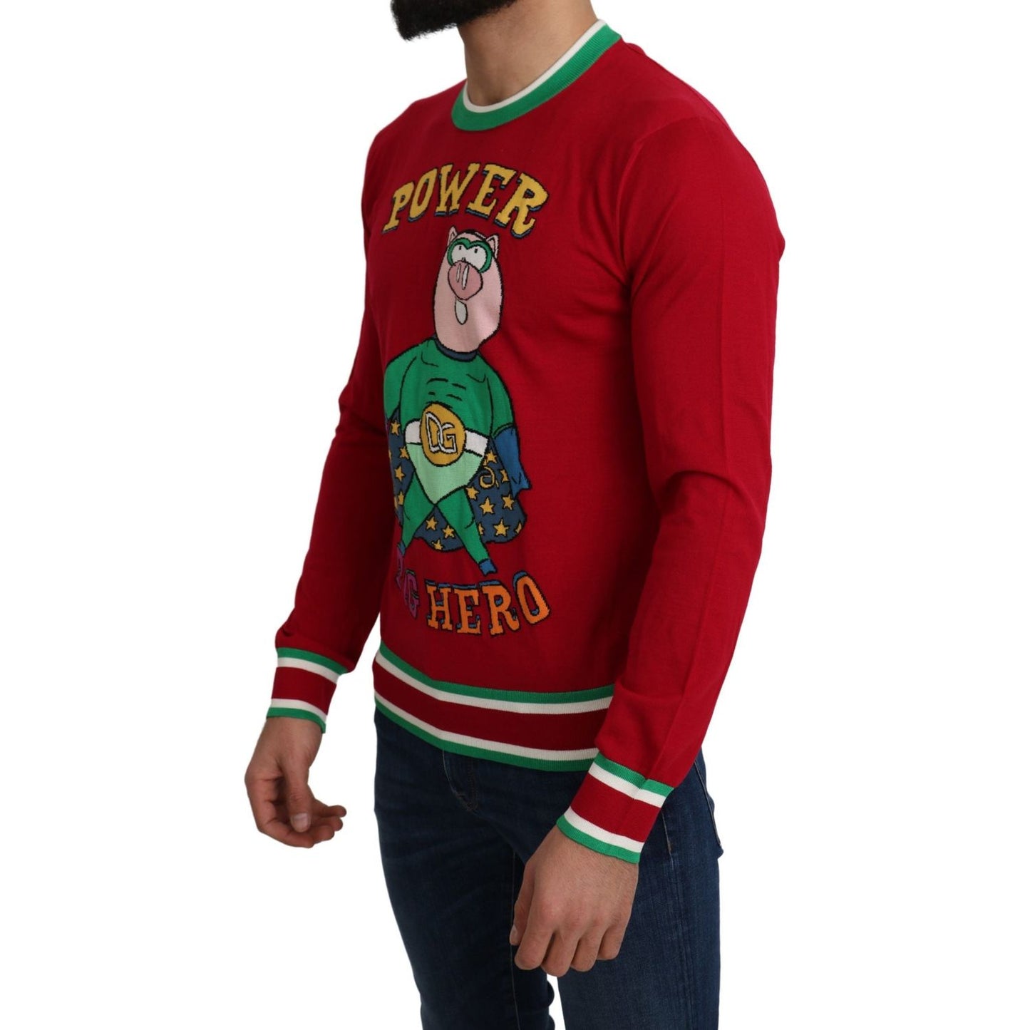 Dolce & Gabbana Red Wool Silk Pig of the Year Sweater Dolce & Gabbana