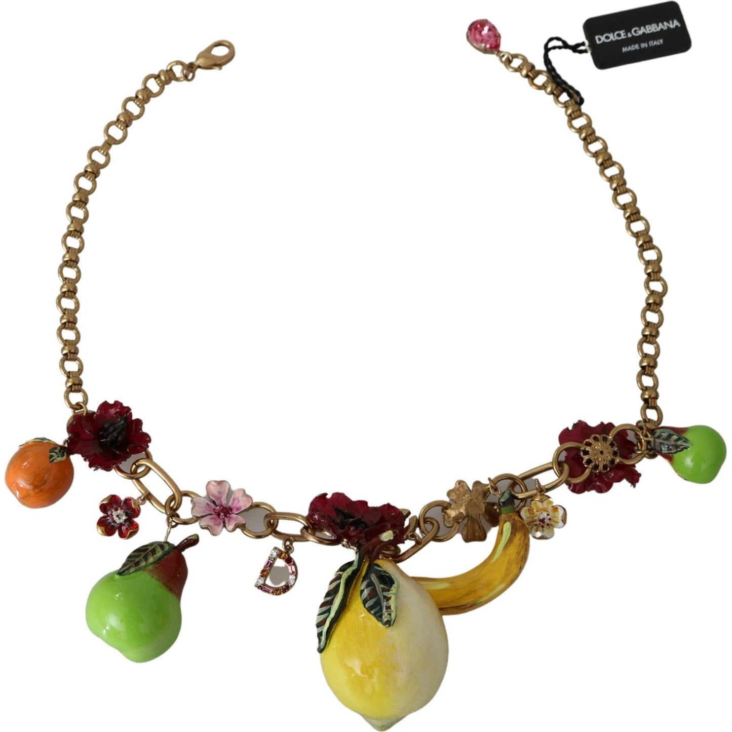 Dolce & Gabbana Crystal Embellished Floral Charm Necklace Necklace Dolce & Gabbana