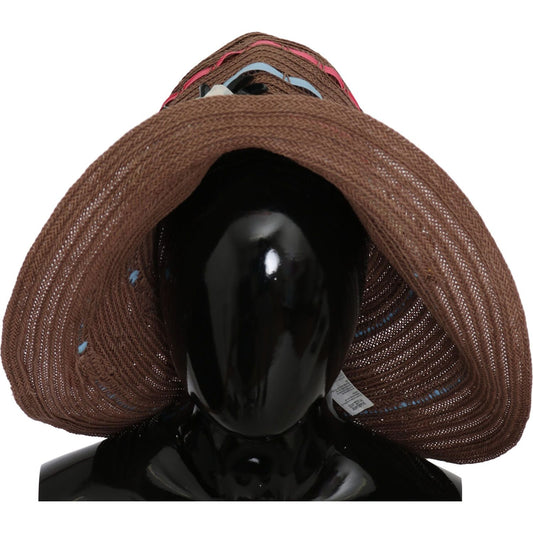 Dolce & Gabbana Brown Floral Wide Brim Straw Floppy Cap Hat 1728,58 cm|M,67345645728,Accessories,Brown,Dolce & Gabbana,Hats - Accessories,Hats - Women - Accessories,Material: 95% Cellulose 3% Polyester 2% PC,New with tags,Sunhats - Hats - Accessories,Wome