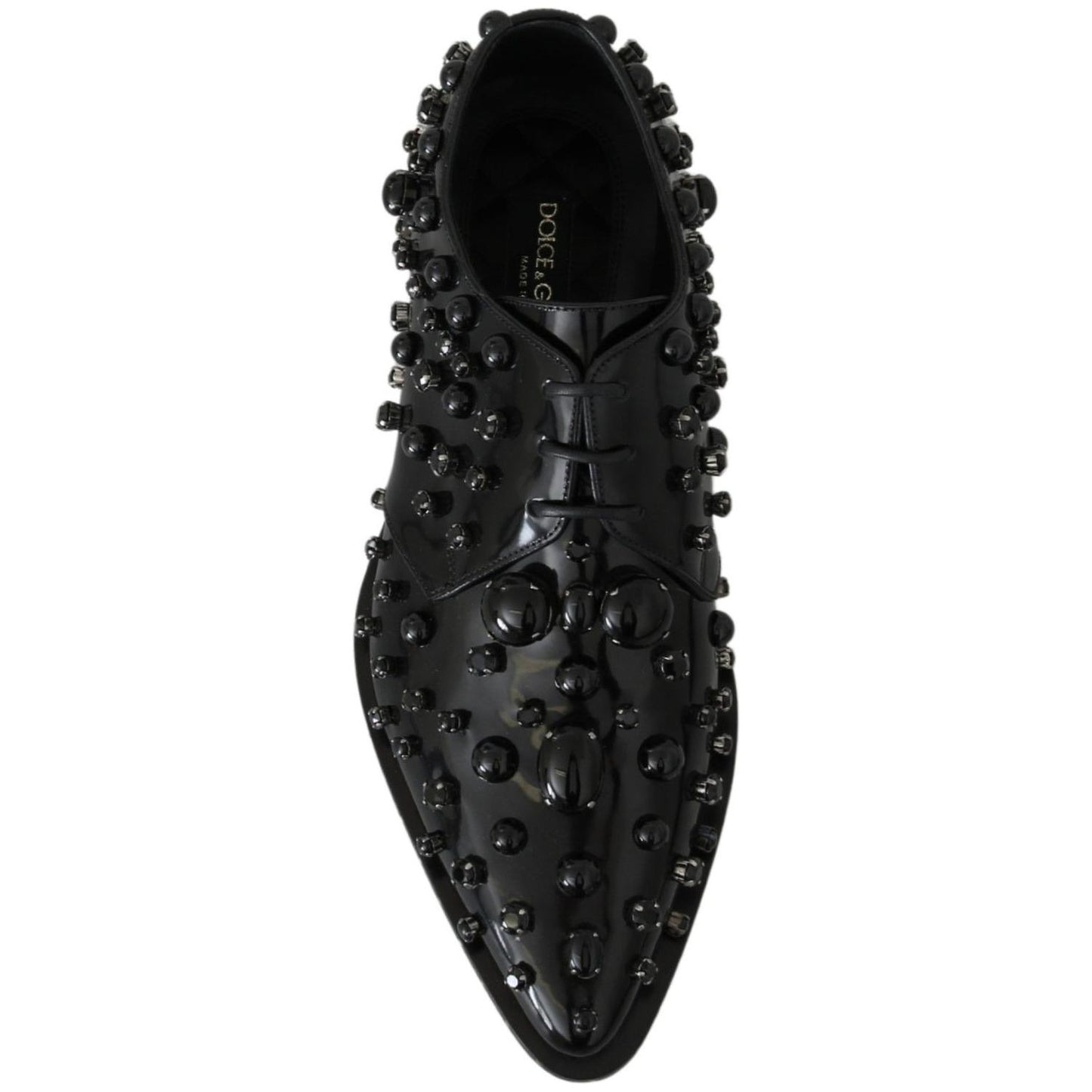 Dolce & Gabbana Elegant Black Crystal Leather Dress Shoes Dolce & Gabbana