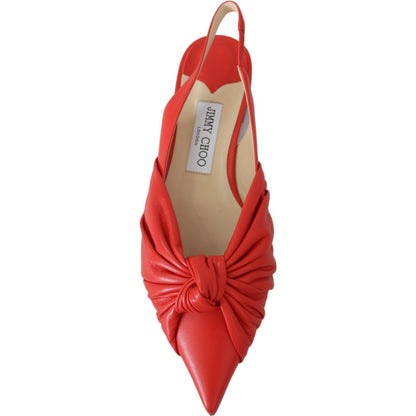 Jimmy Choo Annabell Flat Nap Chilli Leather Flat Shoes