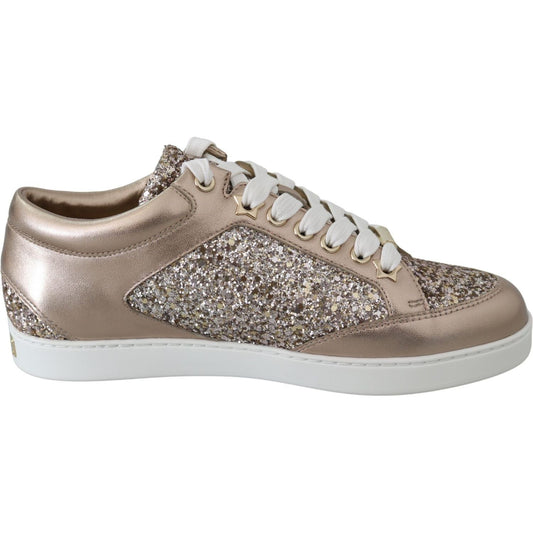 Jimmy Choo Ballet Pink Glitter Leather Sneakers Jimmy Choo