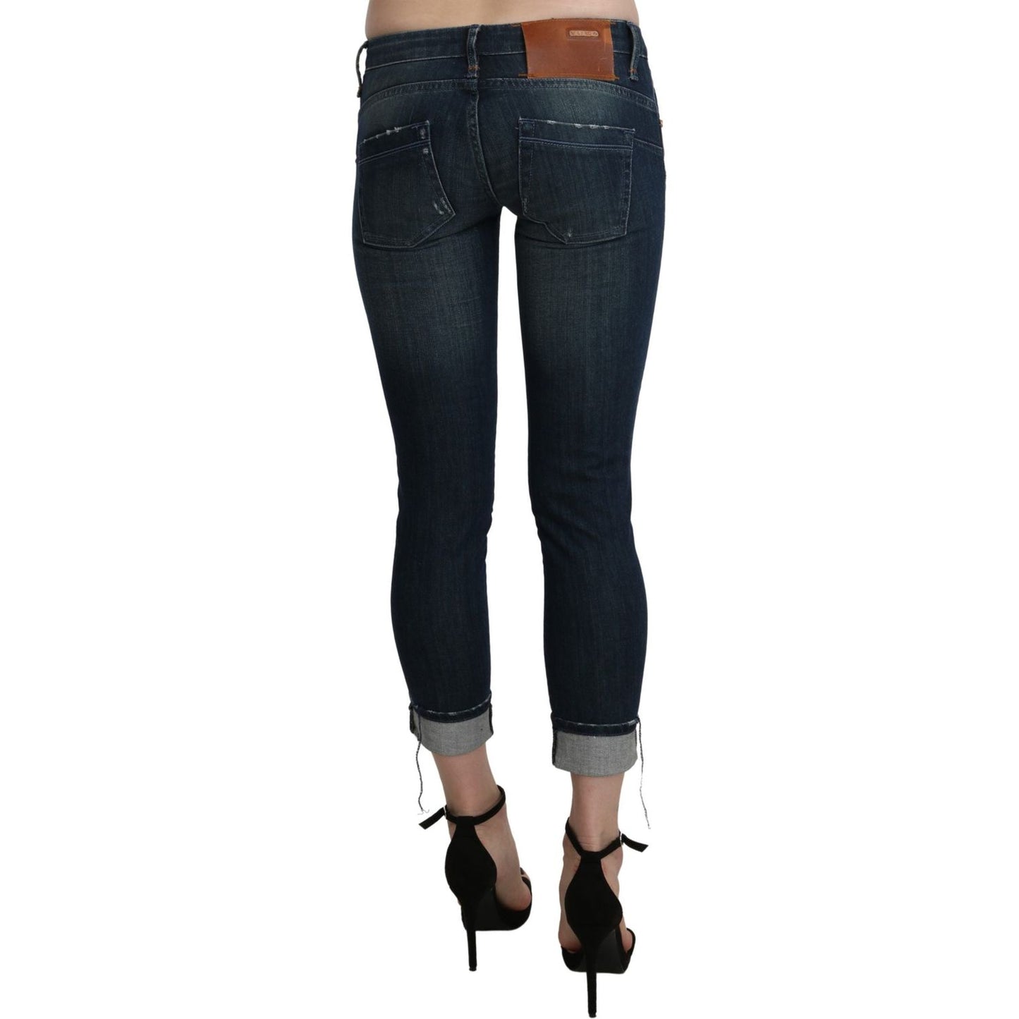 Acht Chic Blue Washed Skinny Cropped Denim Jeans & Pants Acht