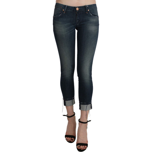 Acht Chic Blue Washed Skinny Cropped Denim Jeans & Pants Acht