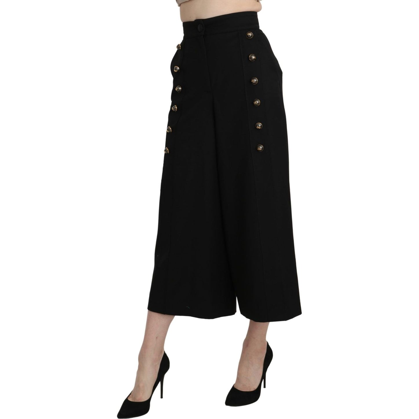 Dolce & Gabbana Elegant High Waist Wide Leg Virgin Wool Trousers Jeans & Pants Dolce & Gabbana