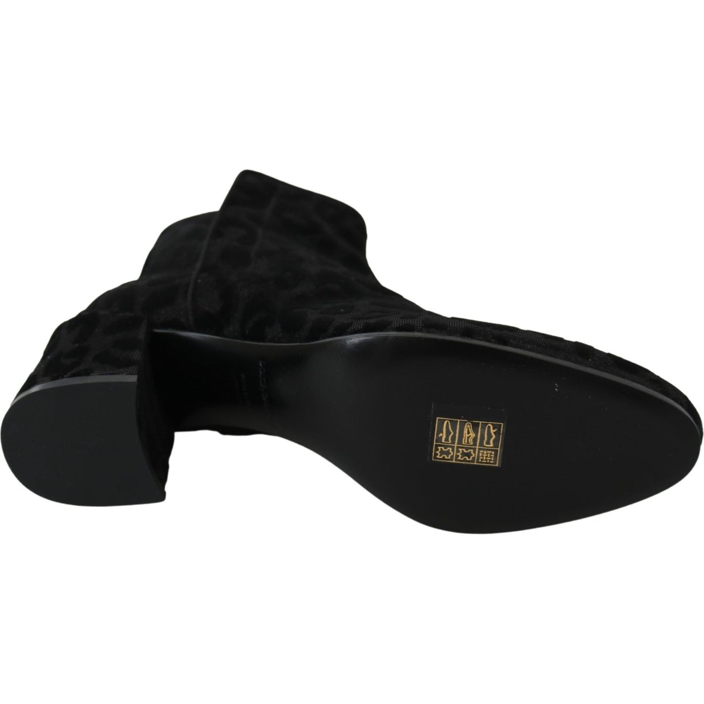 Dolce & Gabbana Black Leopard Short Boots Zipper Shoes