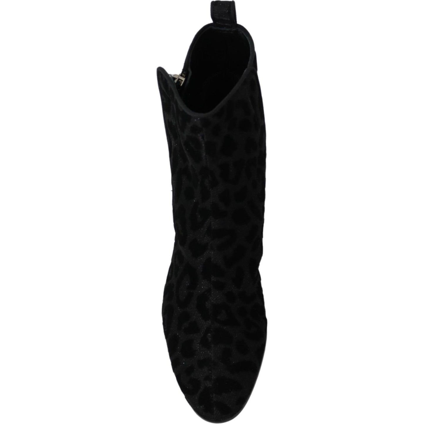 Dolce & Gabbana Elegant Black Leopard Print Short Boots Dolce & Gabbana