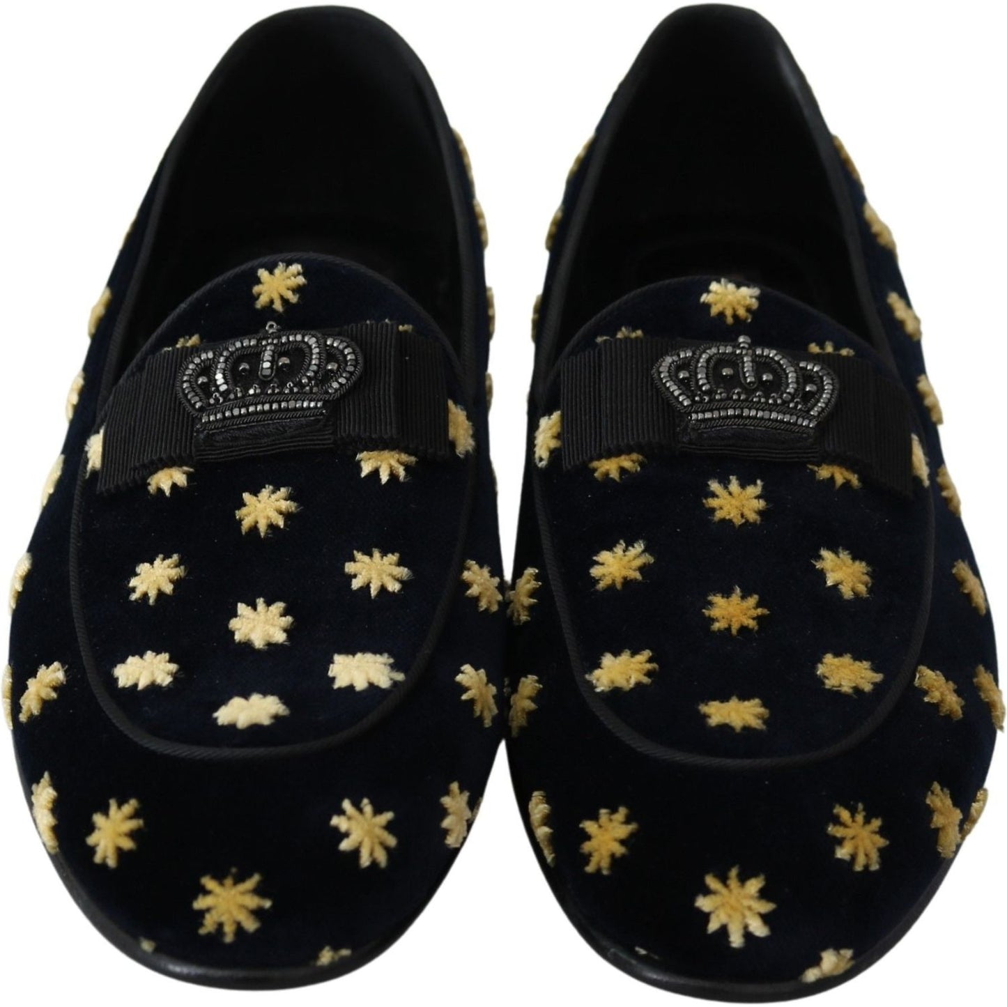 Dolce & Gabbana Elegant Velvet Crown Embroidery Loafers Dolce & Gabbana