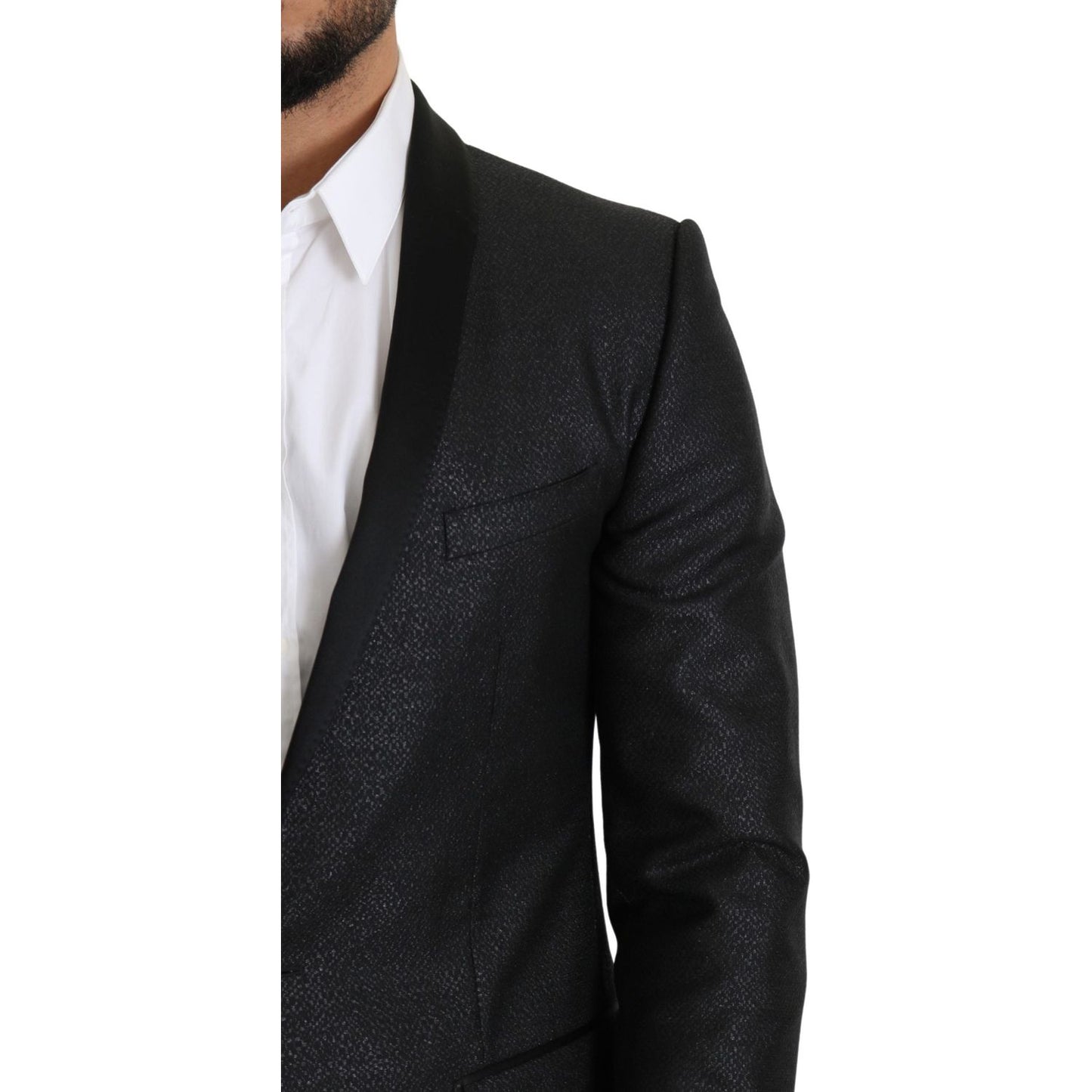 Dolce & Gabbana Elegant Black Jacquard Slim Fit Blazer Dolce & Gabbana