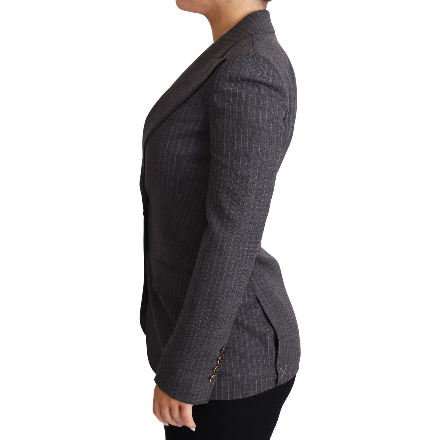 Dolce & Gabbana Elegant Gray Stretch Wool Blazer Coats & Jackets Dolce & Gabbana