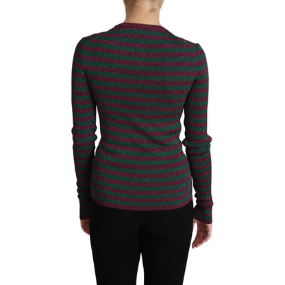 Dolce & Gabbana Multicolor Stripes Crew Neck Pullover Sweater 1728,67345645728,Clothing,Dolce & Gabbana,Gray,IT40|S,IT42|M,Material: 77% Viscose 23% Polyester,New with tags,Sweaters - Clothing,Sweaters - Women - Clothing,Sweatshirts - Sweaters - Clothing,