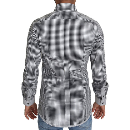 Dolce & Gabbana Black White Checkered Casual Shirt 1728,67345645728,Black,Clothing,Dolce & Gabbana,Dress Shirts - Shirts - Clothing,IT37 | XS,Material: 65% Cotton 30% Nylon 5% Elastane,Men,Men - Clothing,New with tags,Shirts - Clothing,Shirts - Men - Clot