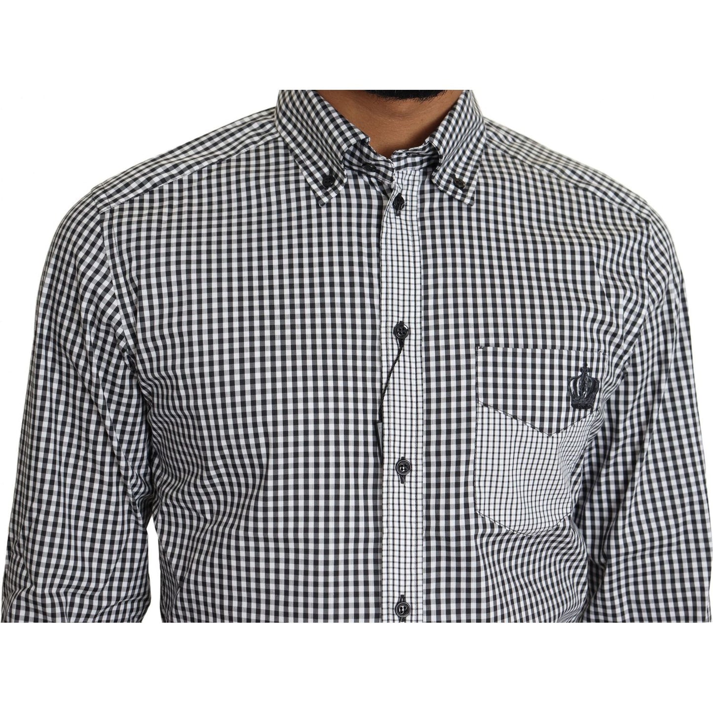 Dolce & Gabbana Black White Checkered Casual Shirt 1728,67345645728,Black,Clothing,Dolce & Gabbana,Dress Shirts - Shirts - Clothing,IT37 | XS,Material: 65% Cotton 30% Nylon 5% Elastane,Men,Men - Clothing,New with tags,Shirts - Clothing,Shirts - Men - Clot