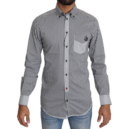 Dolce & Gabbana Black White Checkered Casual Shirt 1728,67345645728,Black,Clothing,Dolce & Gabbana,Dress Shirts - Shirts - Clothing,IT37 | XS,Material: 65% Cotton 30% Nylon 5% Elastane,Men,Men - Clothing,New with tags,Shirts - Clothing,Shirts - Men - Clot