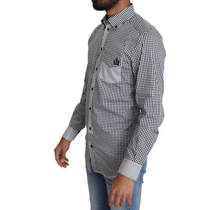 Dolce & Gabbana Black White Checkered Casual Shirt 1728,67345645728,Black,Clothing,Dolce & Gabbana,Dress Shirts - Shirts - Clothing,IT37 | XS,Material: 65% Cotton 30% Nylon 5% Elastane,Men,Men - Clothing,New with tags,Shirts - Clothing,Shirts - Men - Clot