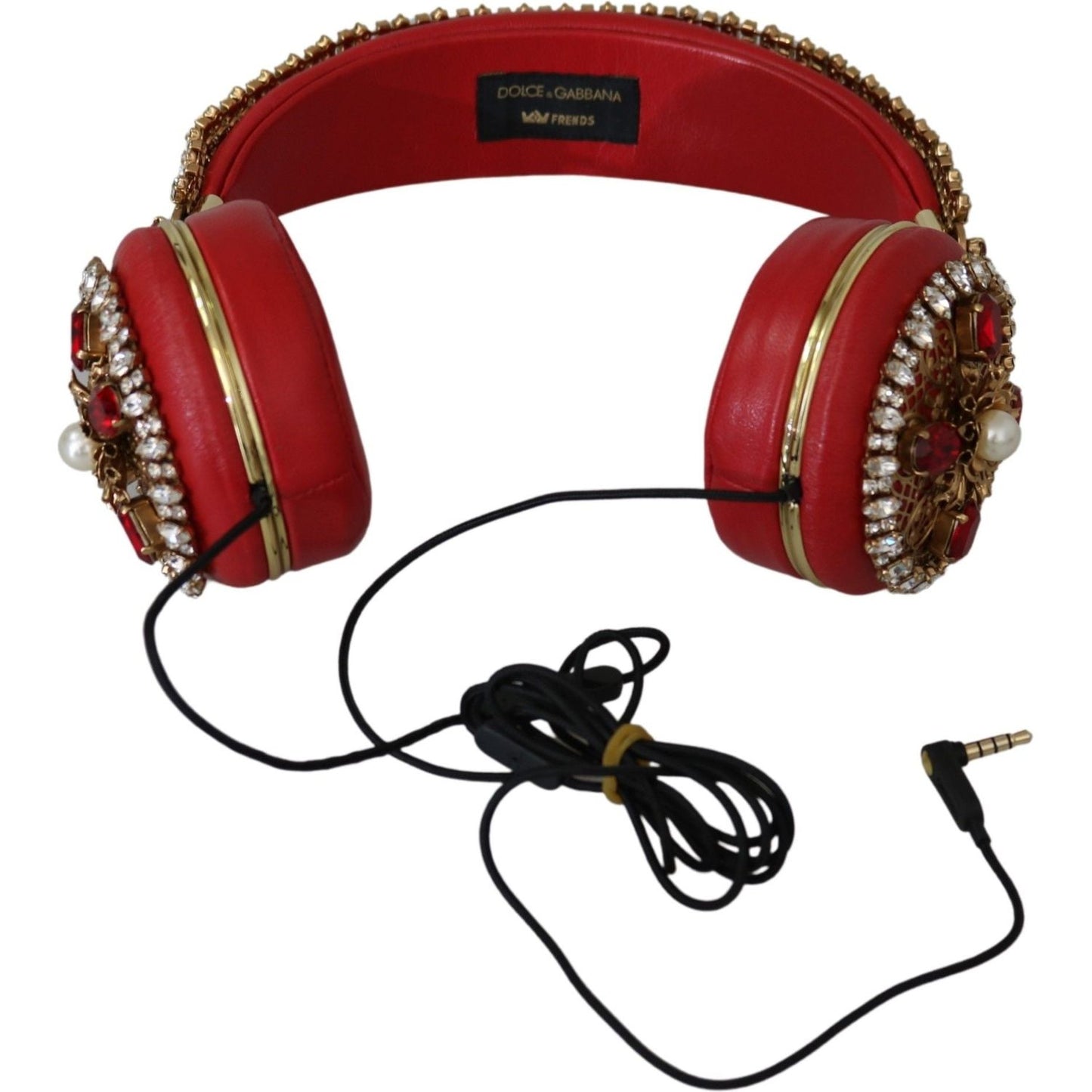 Dolce & Gabbana Exquisite Red Crystal Leather Headphones Dolce & Gabbana