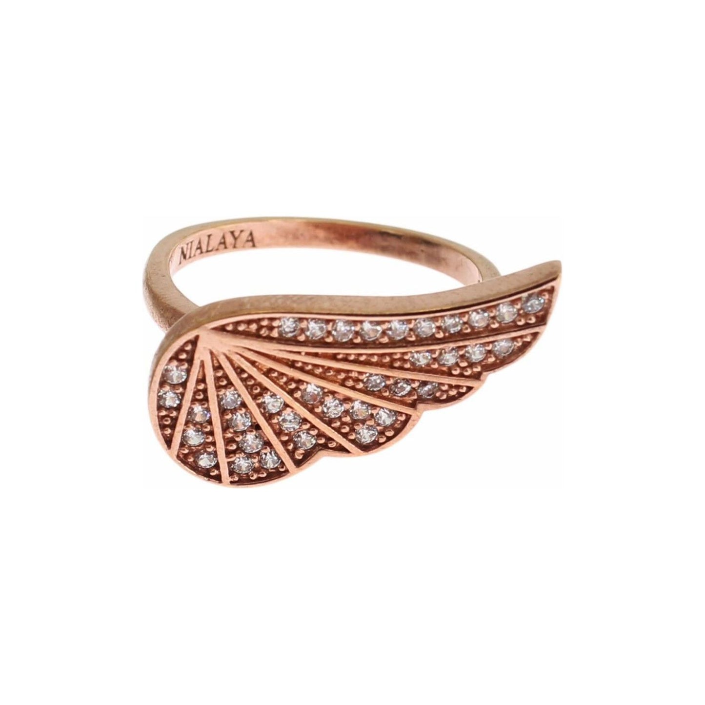 Nialaya Elegant Pink Gold CZ Crystal Ring Ring Nialaya