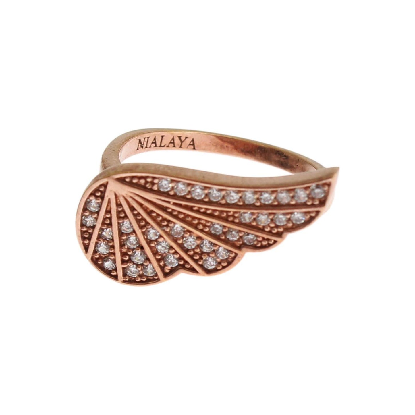 Nialaya Elegant Pink Gold CZ Crystal Ring Ring Nialaya