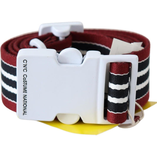 Costume National Black Red Stripe White Logo Buckle Waist Belt
