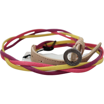 Costume National Multicolor Twisted Leather Circle Buckle Belt 1728,67345645728,85 cm / 34 Inches,Accessories,Belts - Accessories,Belts - Women - Accessories,Costume National,High-Waist Belts - Belts - Accessories,Material: Multicolor faux leather,Multico