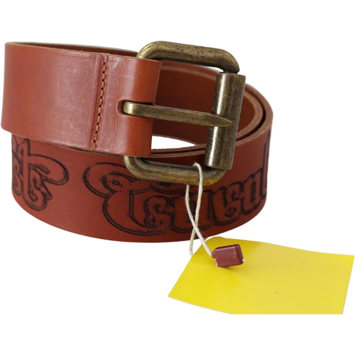 Just Cavalli Chic Brown Leather Logo Waist Belt Belt Just Cavalli