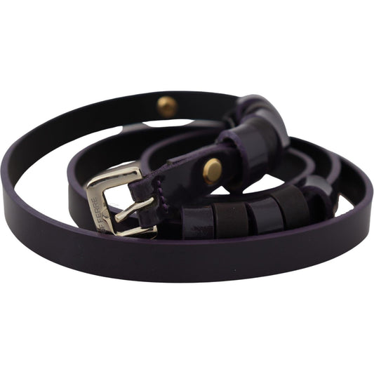 GF Ferre Chic Black Leather Belt with Chrome Silver Tone Buckle Belt GF Ferre