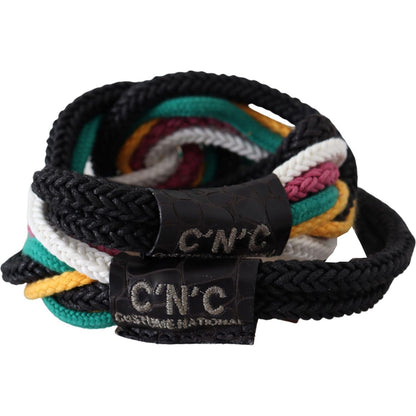 Costume National Multicolor Rope Leather Rustic Hook Buckle Belt